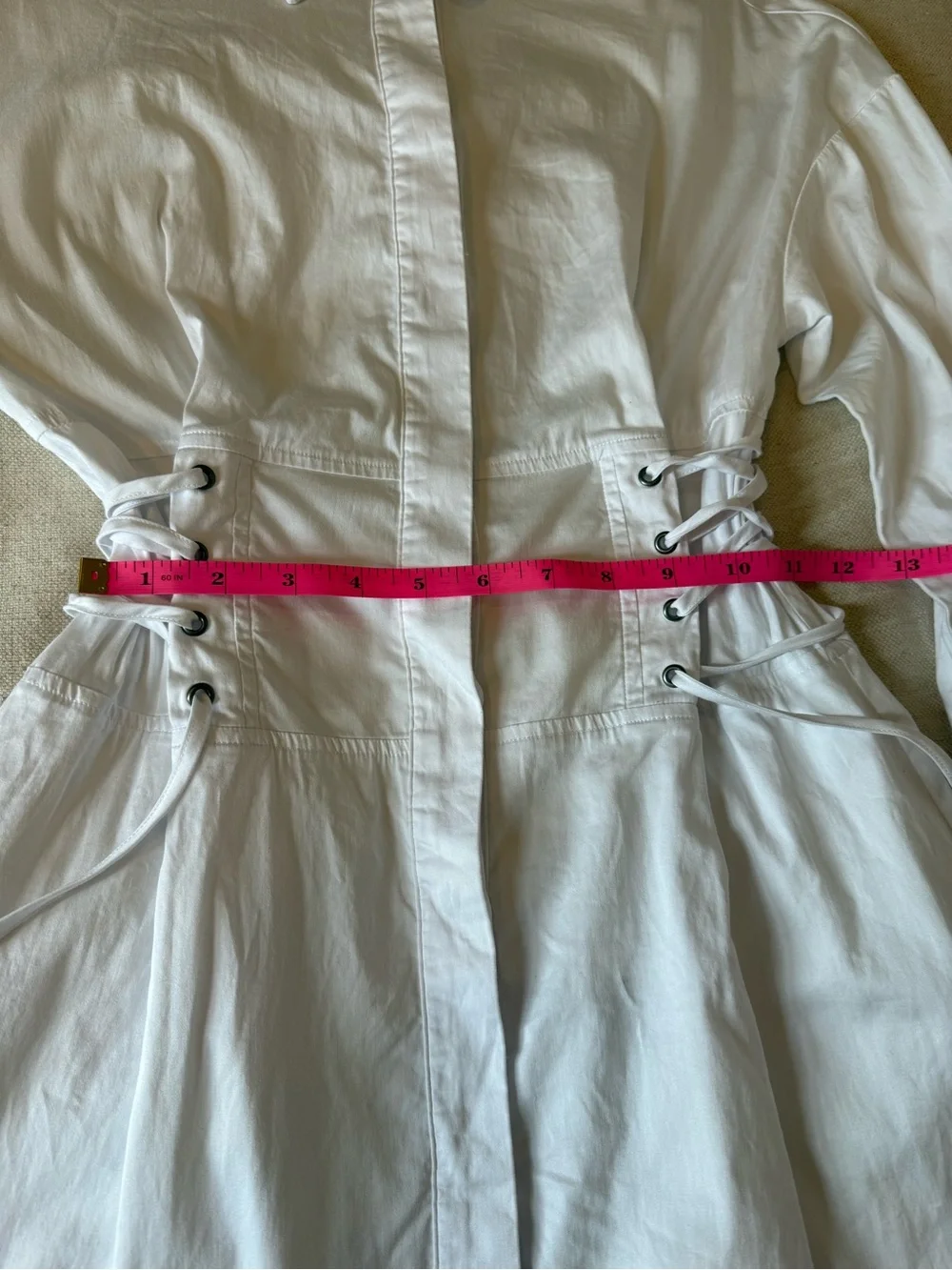 Guess White Y2K Classic Button-Up Cotton Corset Dress, XS